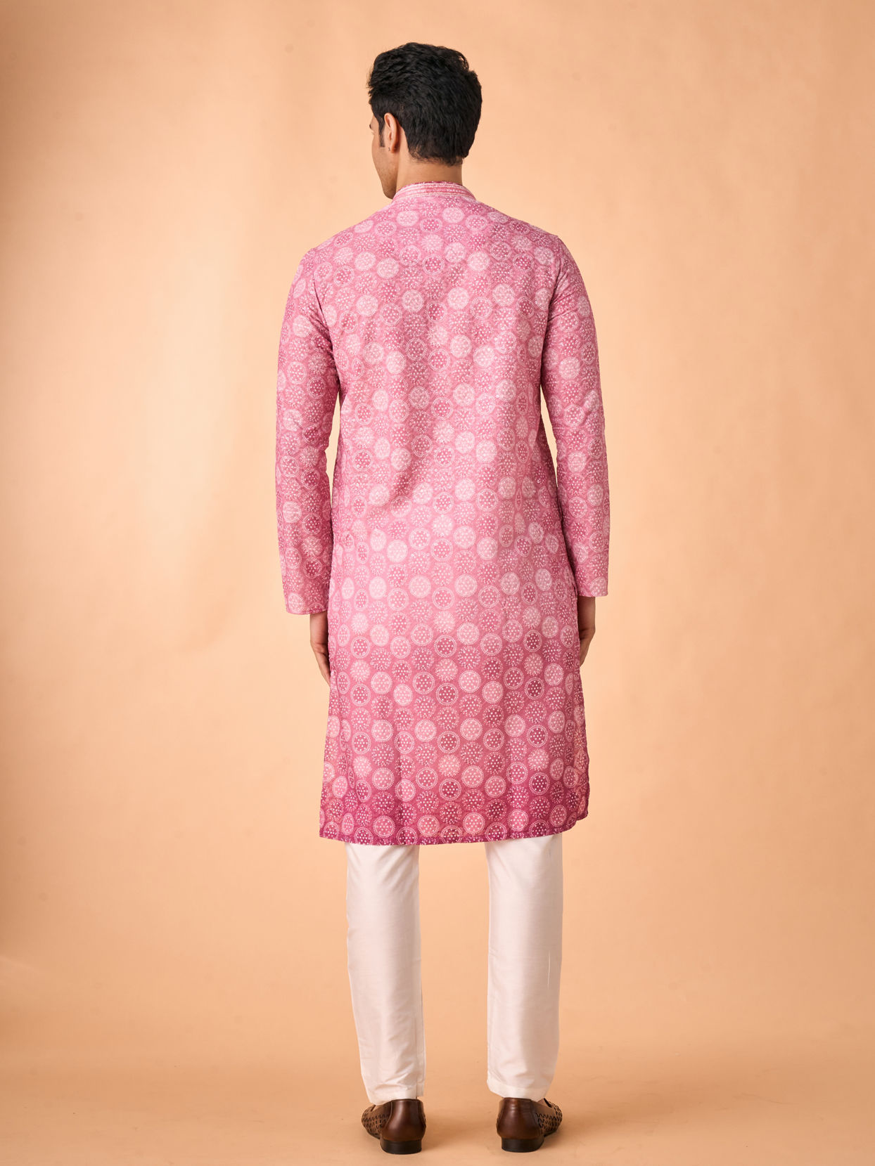 Manyavar Men Dusty Pink Cotton Kurta Pajama