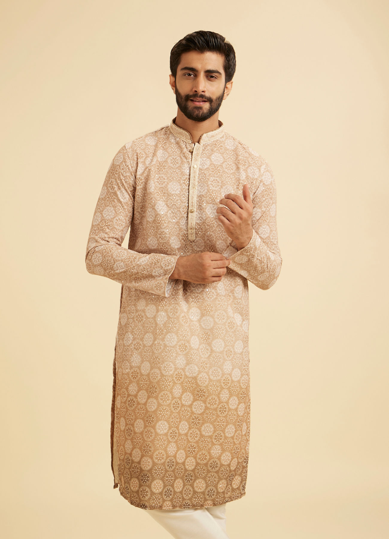 Manyavar Men Fawn Elegance Kurta Pajama