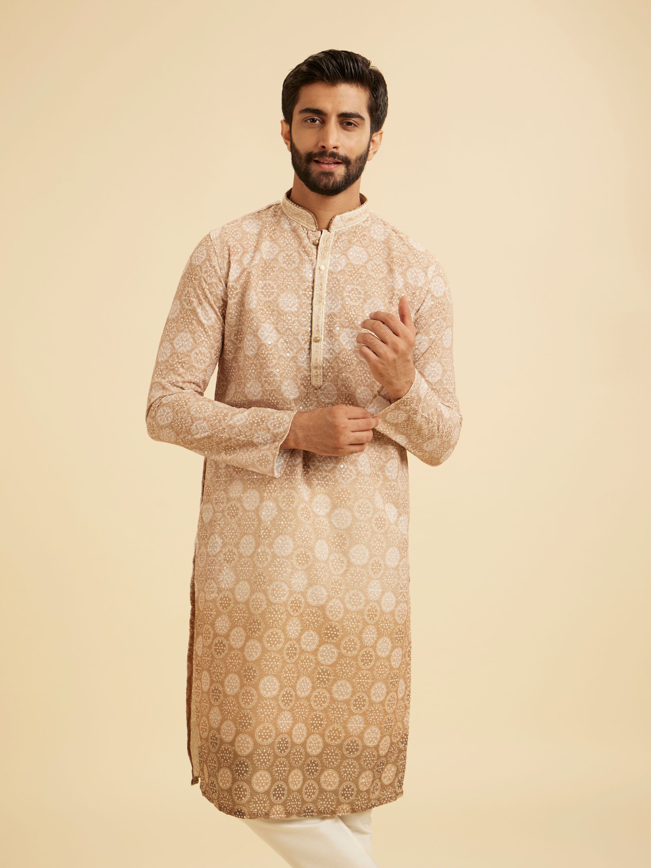 Manyavar Men Fawn Elegance Kurta Pajama