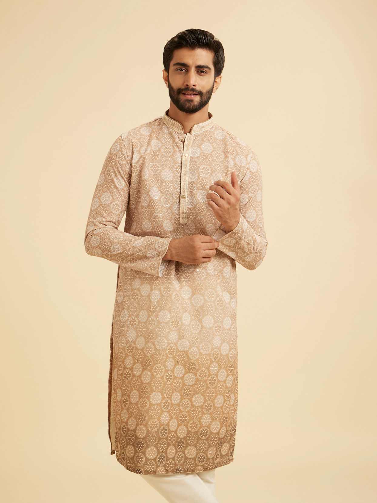 Manyavar Men Fawn Elegance Kurta Pajama