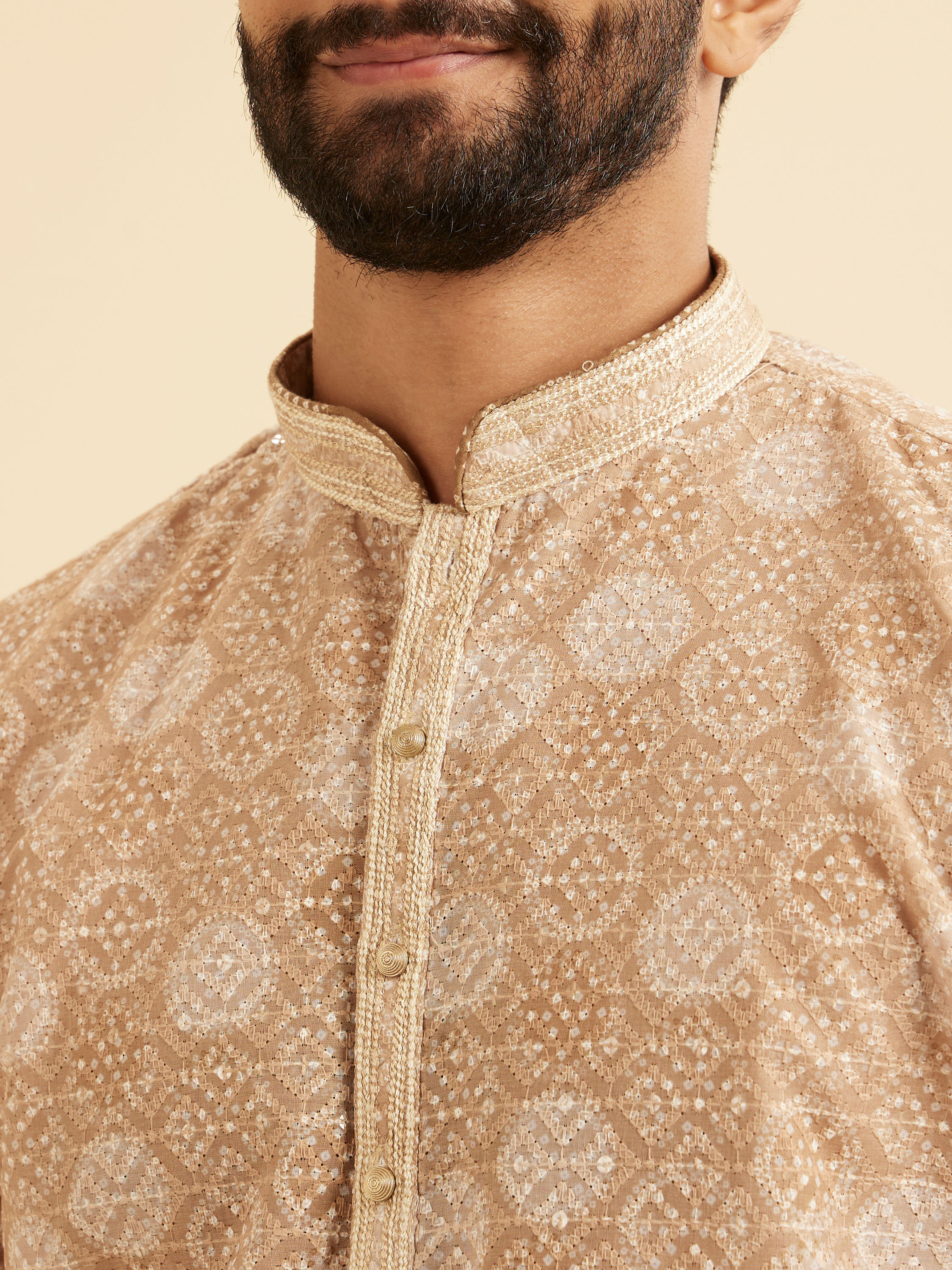 Manyavar Men Fawn Elegance Kurta Pajama