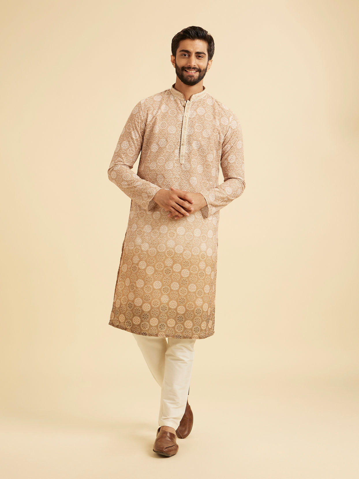 Manyavar Men Fawn Elegance Kurta Pajama