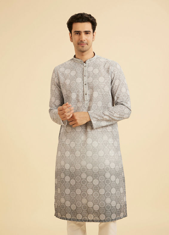 Manyavar Men Enigmatic Dark Grey Kurta Pajama
