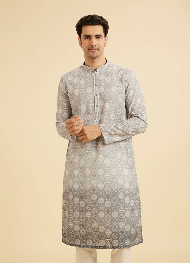 Manyavar Men Enigmatic Dark Grey Kurta Pajama