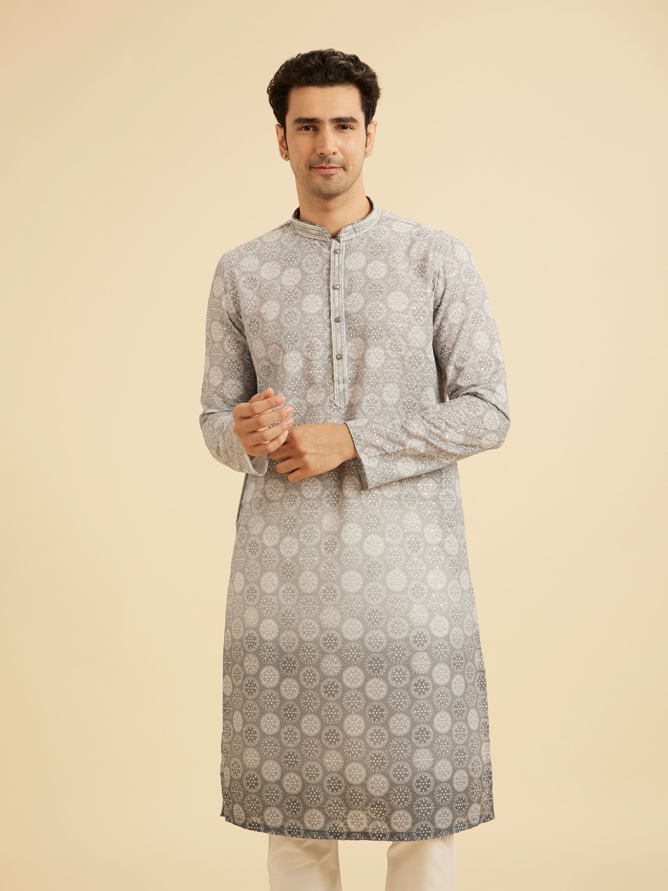 Manyavar Men Enigmatic Dark Grey Kurta Pajama