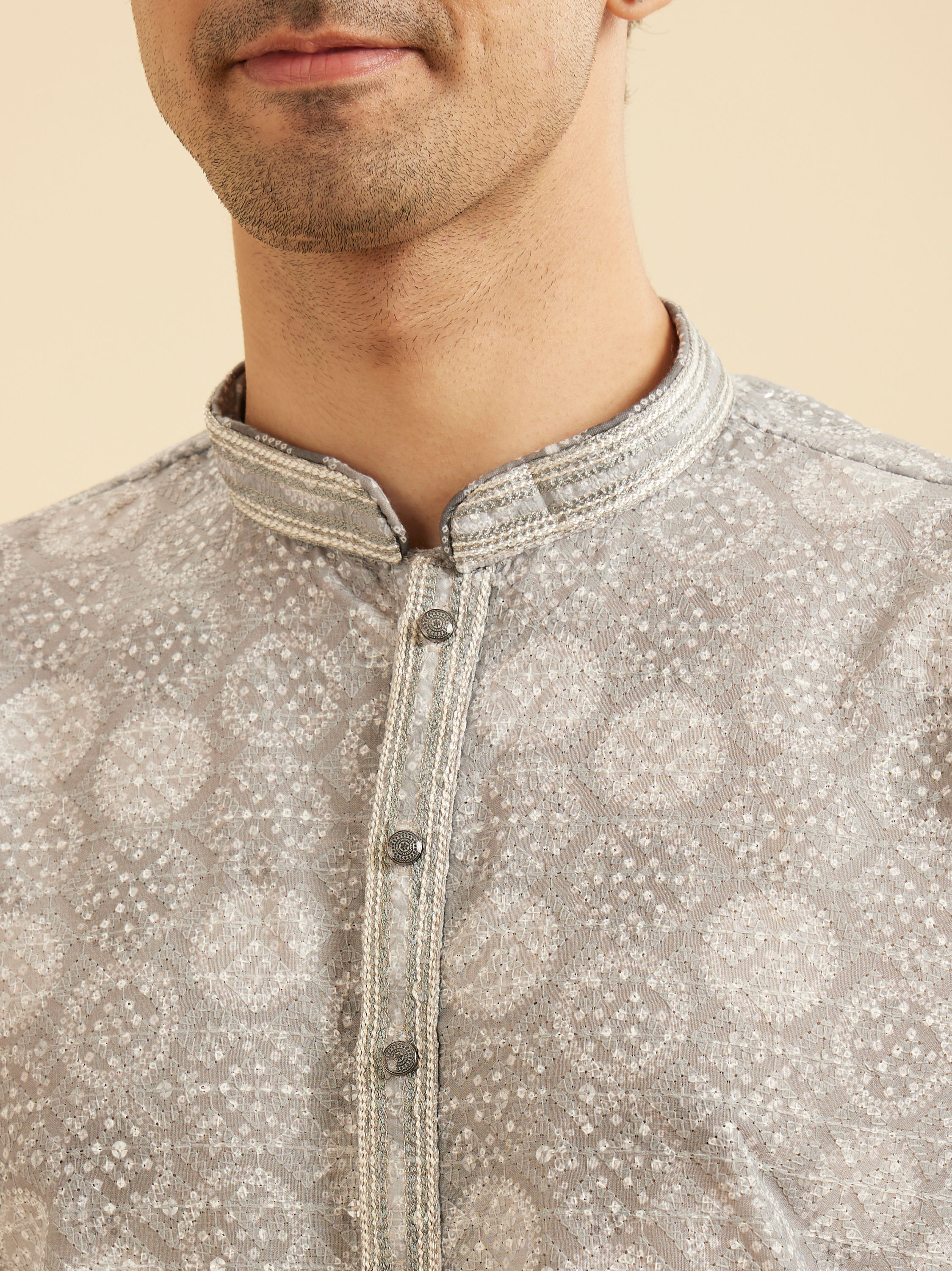 Manyavar Men Enigmatic Dark Grey Kurta Pajama