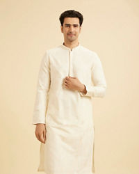 Manyavar Men Cream Hued Elegance Kurta Pajama