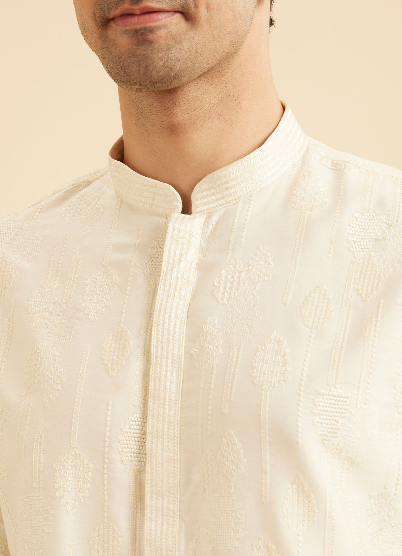 Manyavar Men Cream Hued Elegance Kurta Pajama