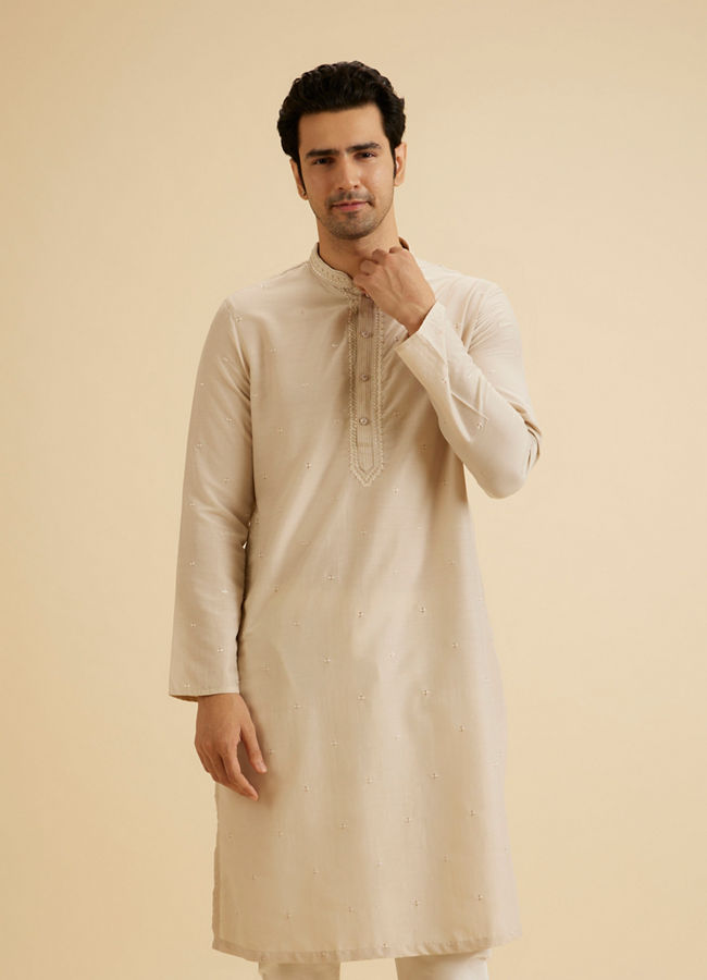 Manyavar Men Elegant Beige Kurta Pajama