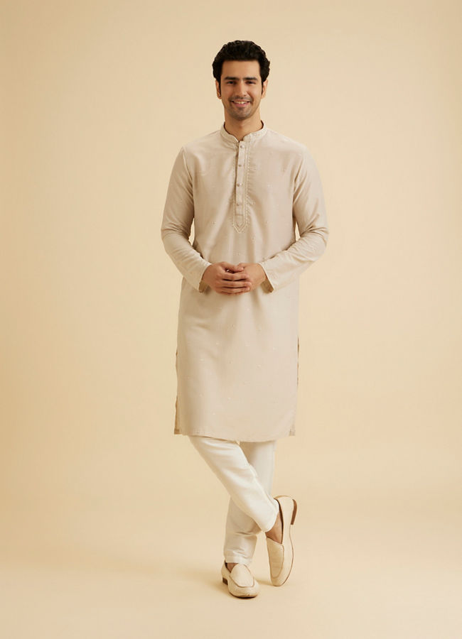Manyavar Men Elegant Beige Kurta Pajama