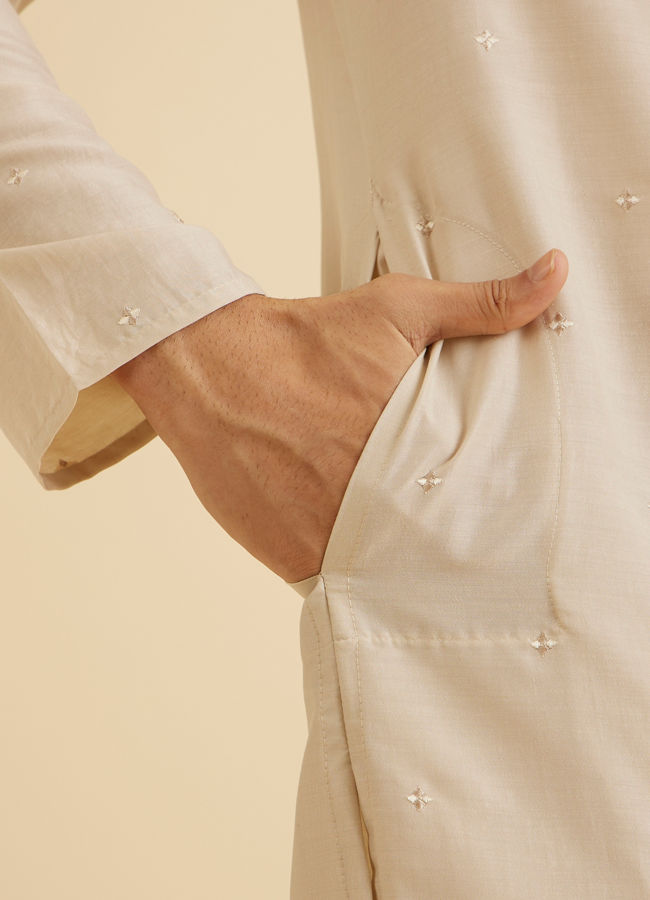 Manyavar Men Elegant Beige Kurta Pajama