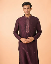 Manyavar Men Regal Wine Kurta Pajama Set