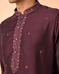 Manyavar Men Regal Wine Kurta Pajama Set