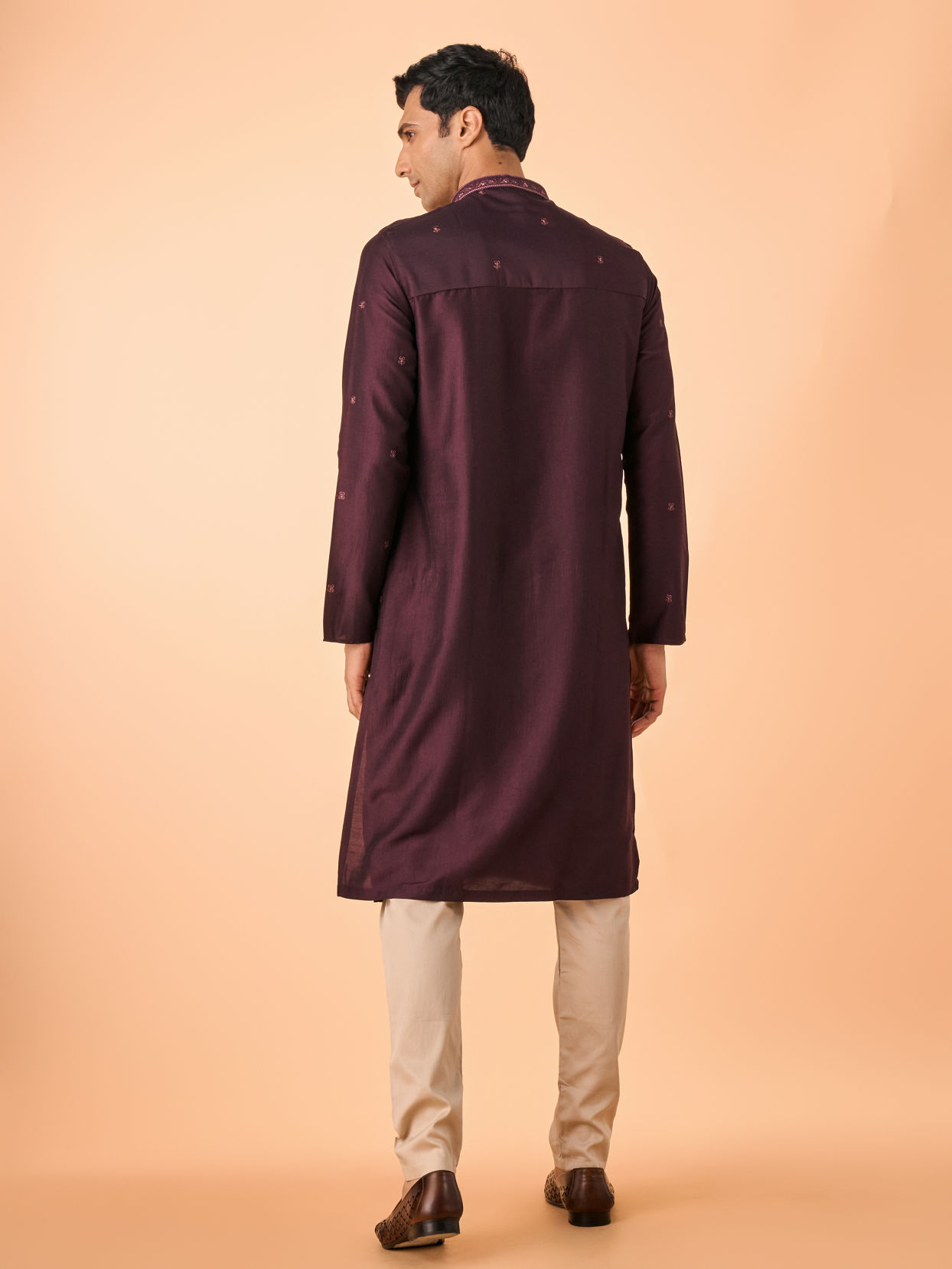 Manyavar Men Regal Wine Kurta Pajama Set