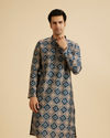 Manyavar Men Teal Blue Majestic Kurta Pajama