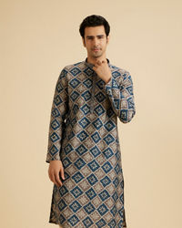 Manyavar Men Teal Blue Majestic Kurta Pajama