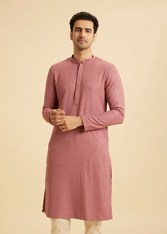 Manyavar Men Dusty Pink Elegance Kurta Pajama