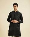 Mystic Black Satin Kurta Pajama