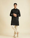 Manyavar Men Mystic Black Satin Kurta Pajama