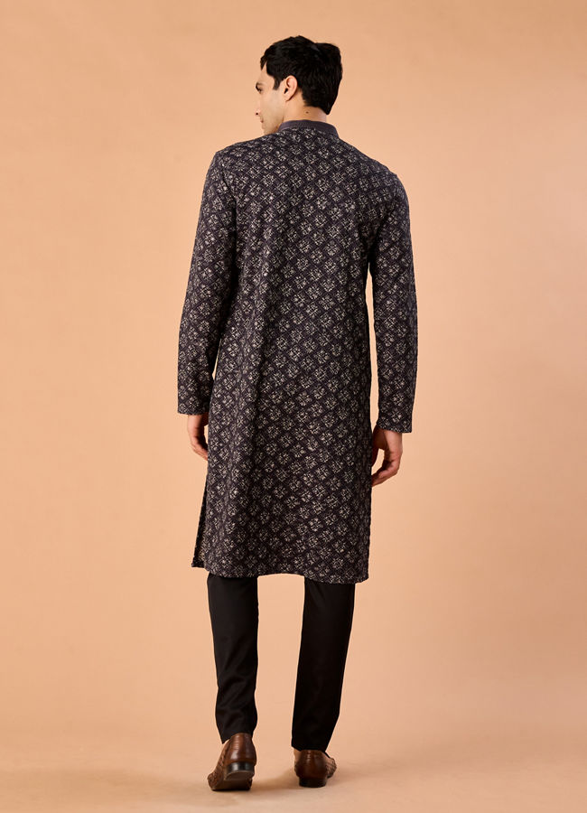 Manyavar Men Dark Grey Royal Elegance Kurta Pajama