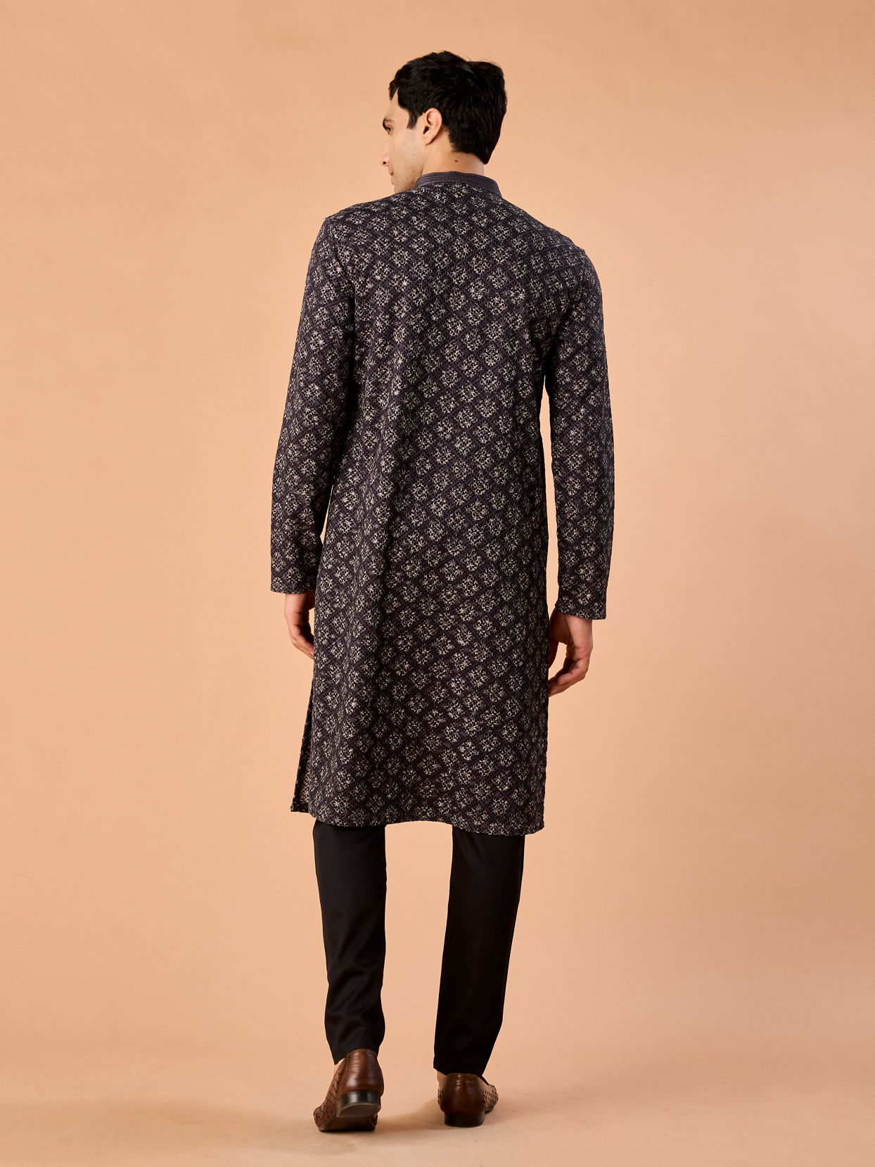 Manyavar Men Dark Grey Royal Elegance Kurta Pajama