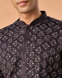 Manyavar Men Dark Grey Royal Elegance Kurta Pajama