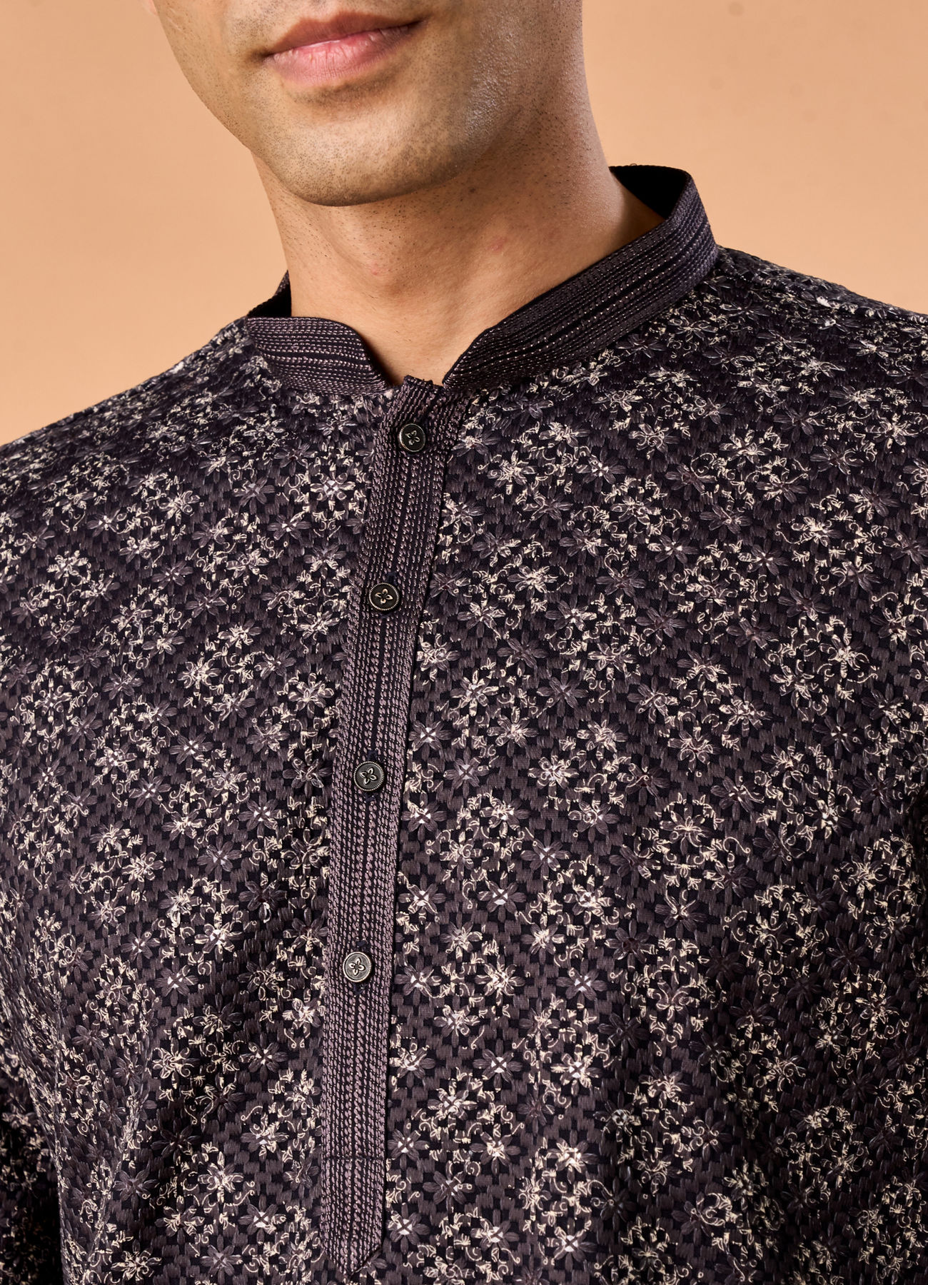 Manyavar Men Dark Grey Royal Elegance Kurta Pajama