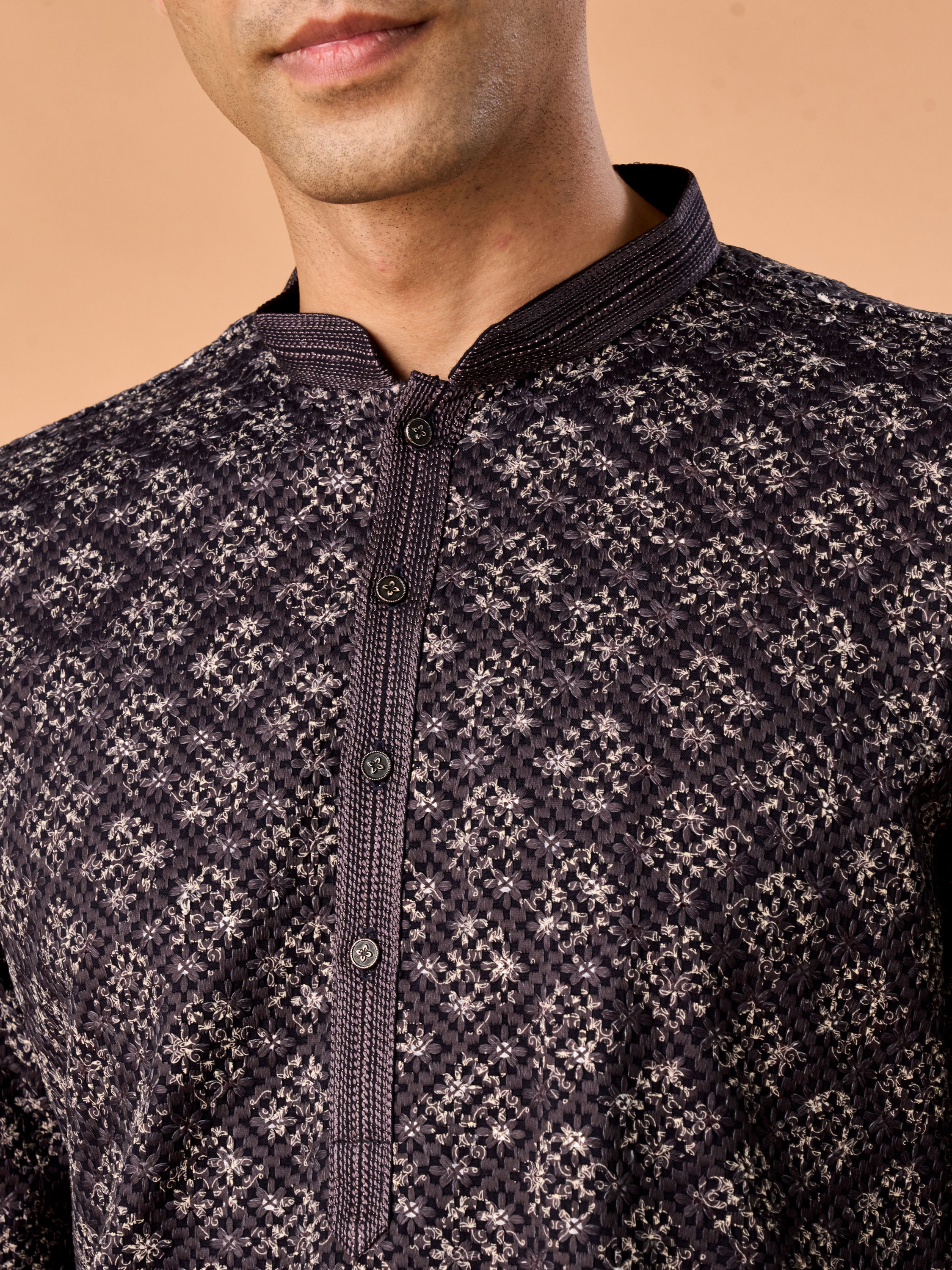 Manyavar Men Dark Grey Royal Elegance Kurta Pajama