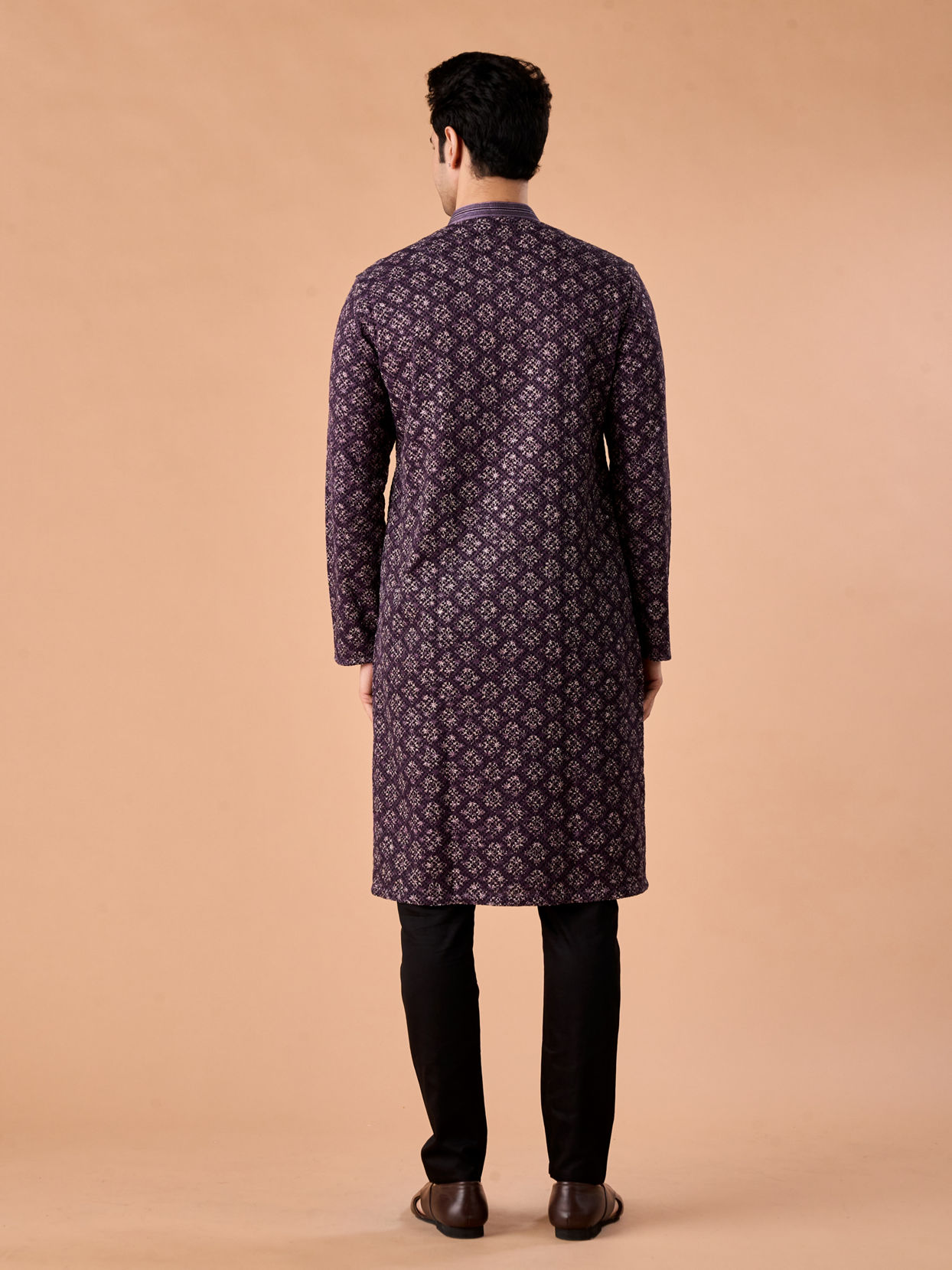 Manyavar Men Purple Elegance Kurta Pajama