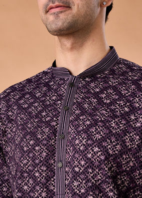 Manyavar Men Purple Elegance Kurta Pajama