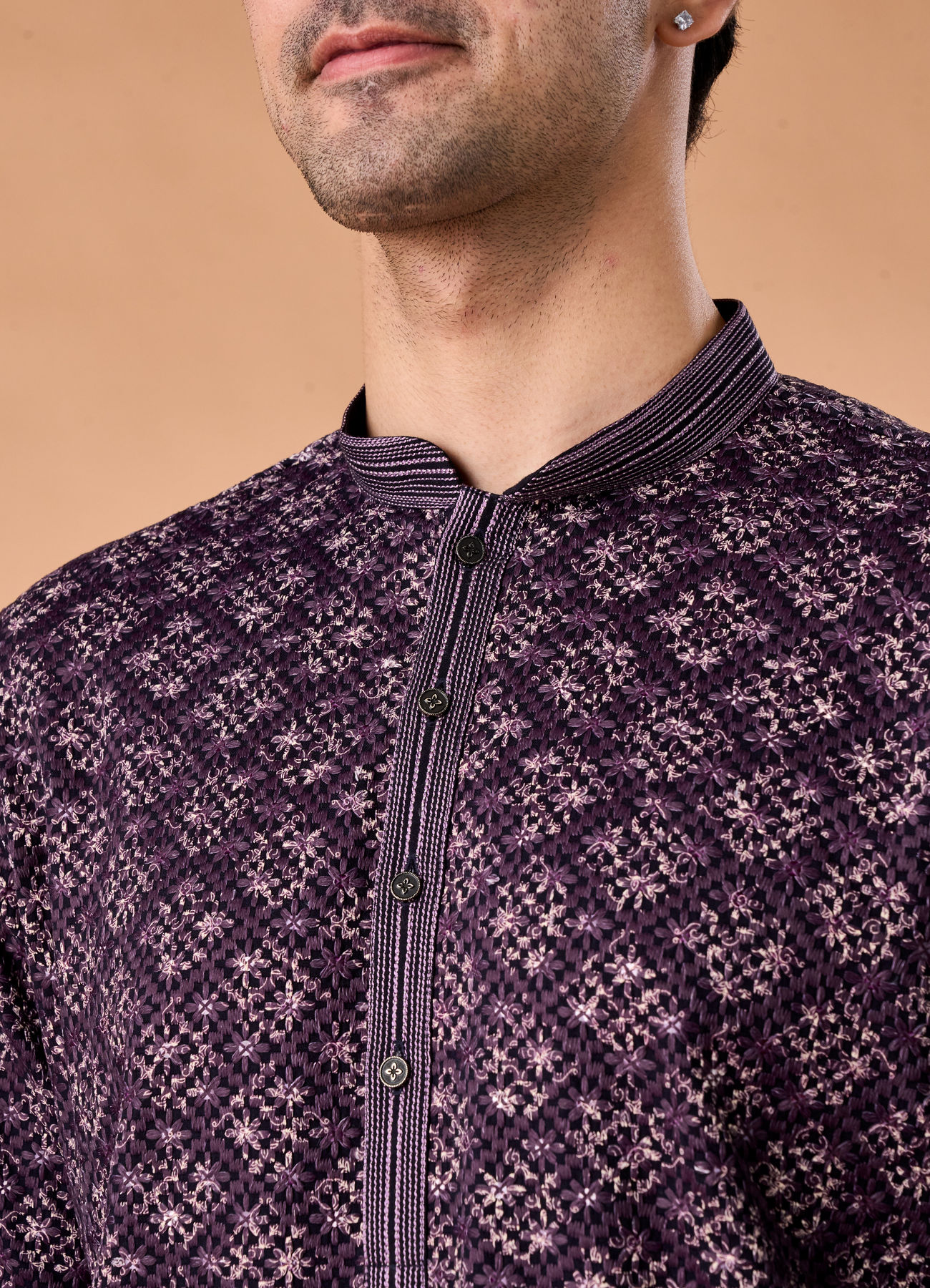 Manyavar Men Purple Elegance Kurta Pajama