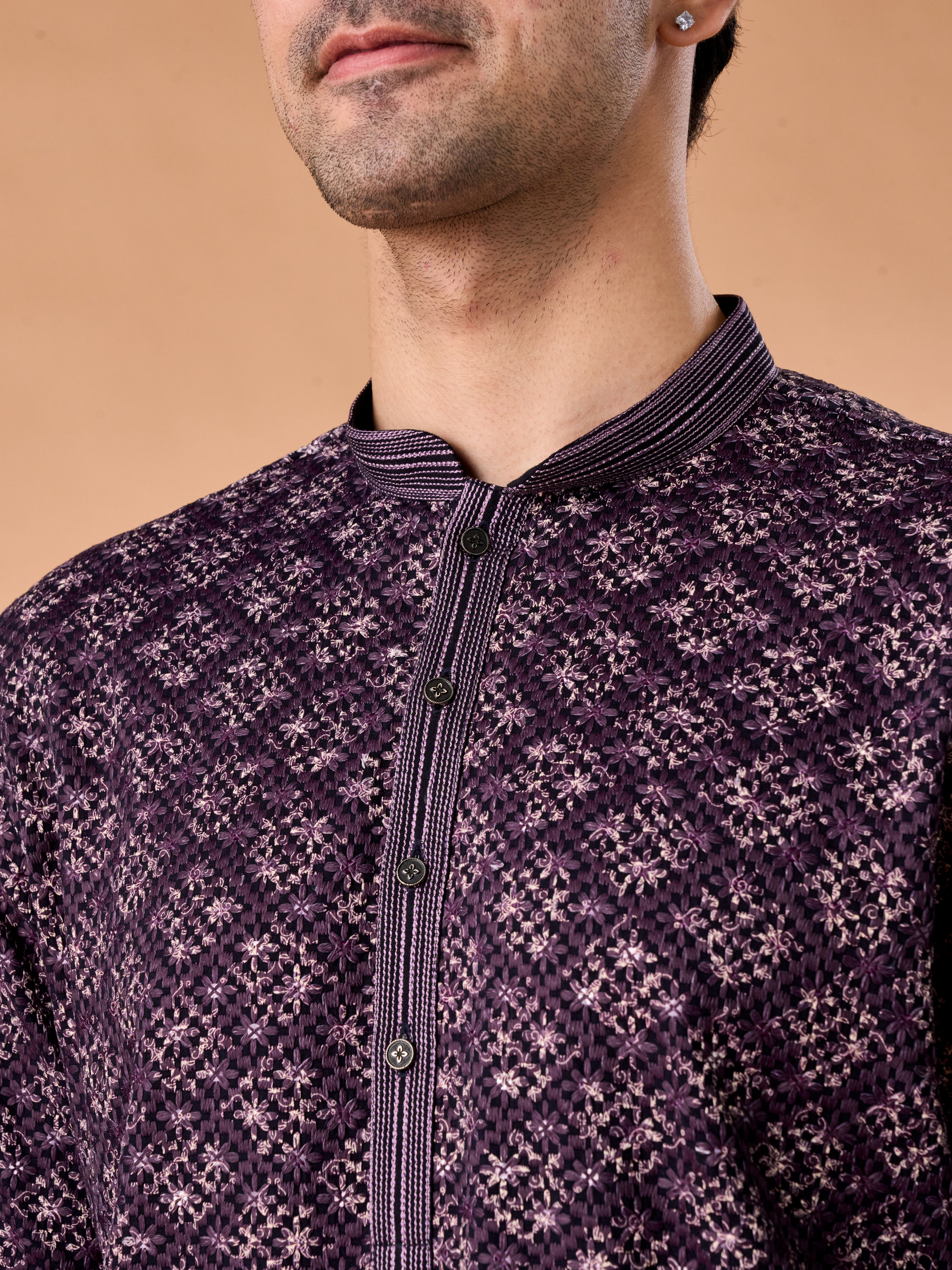 Manyavar Men Purple Elegance Kurta Pajama