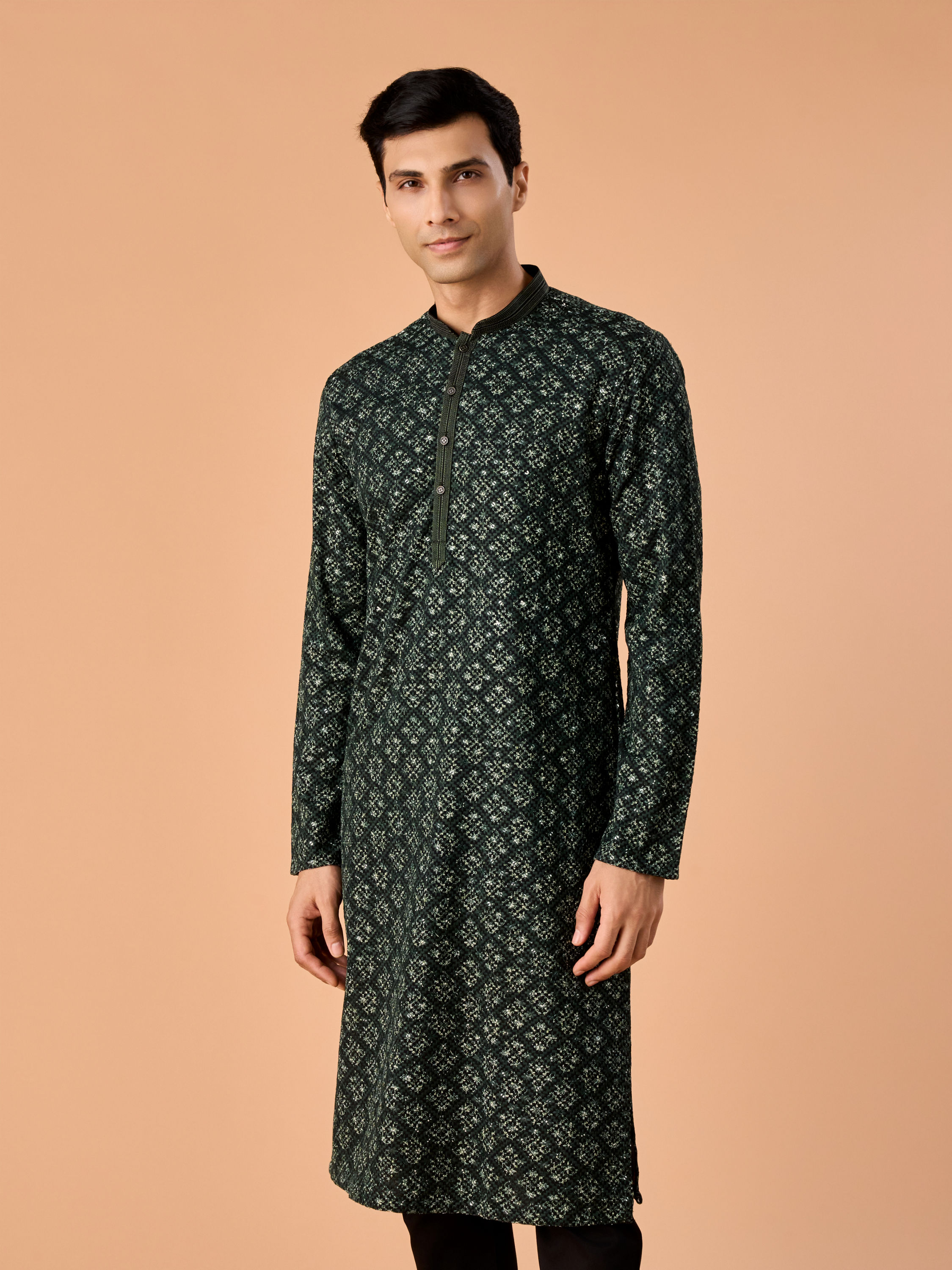 Manyavar Men Emerald Radiance Kurta Pajama