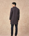 Manyavar Men Purple Blended Viscose Kurta Pant with Print