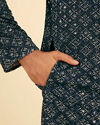 Manyavar Men Lustrous Dark Blue Kurta Pajama Ensemble