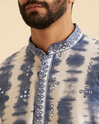 Manyavar Men Glorious Mid Blue Satin Kurta Pajama