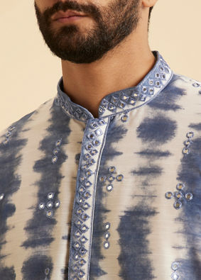 Manyavar Men Glorious Mid Blue Satin Kurta Pajama