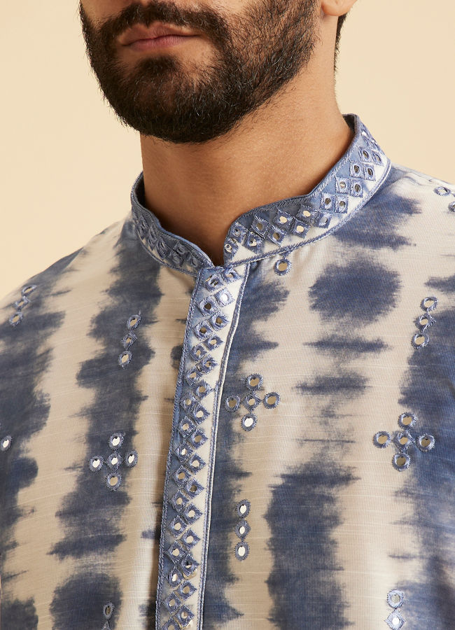 Manyavar Men Glorious Mid Blue Satin Kurta Pajama