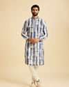 Manyavar Men Glorious Mid Blue Satin Kurta Pajama