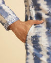 Manyavar Men Glorious Mid Blue Satin Kurta Pajama