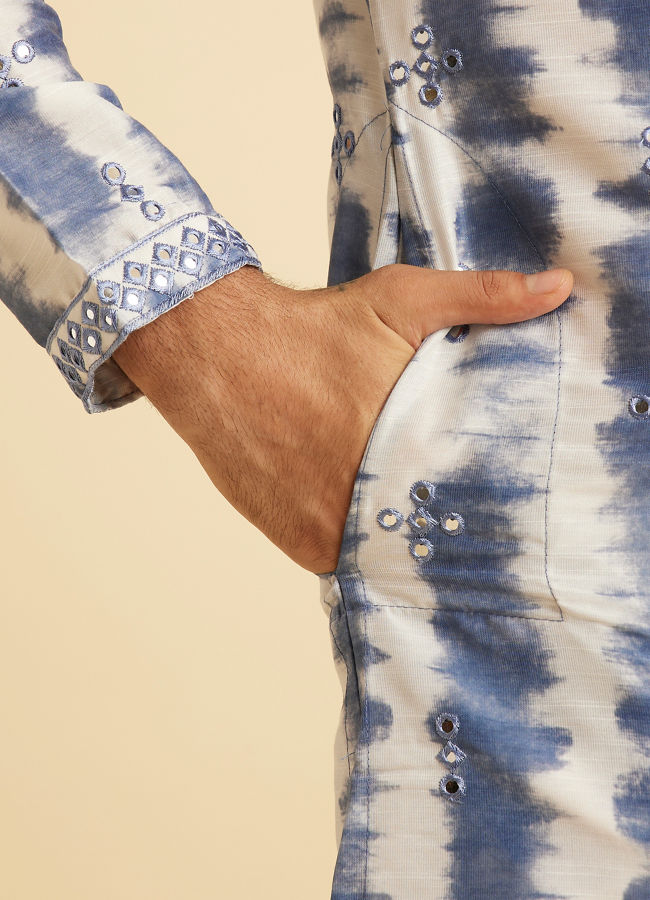 Manyavar Men Glorious Mid Blue Satin Kurta Pajama