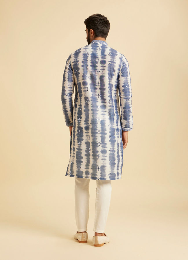 Manyavar Men Glorious Mid Blue Satin Kurta Pajama