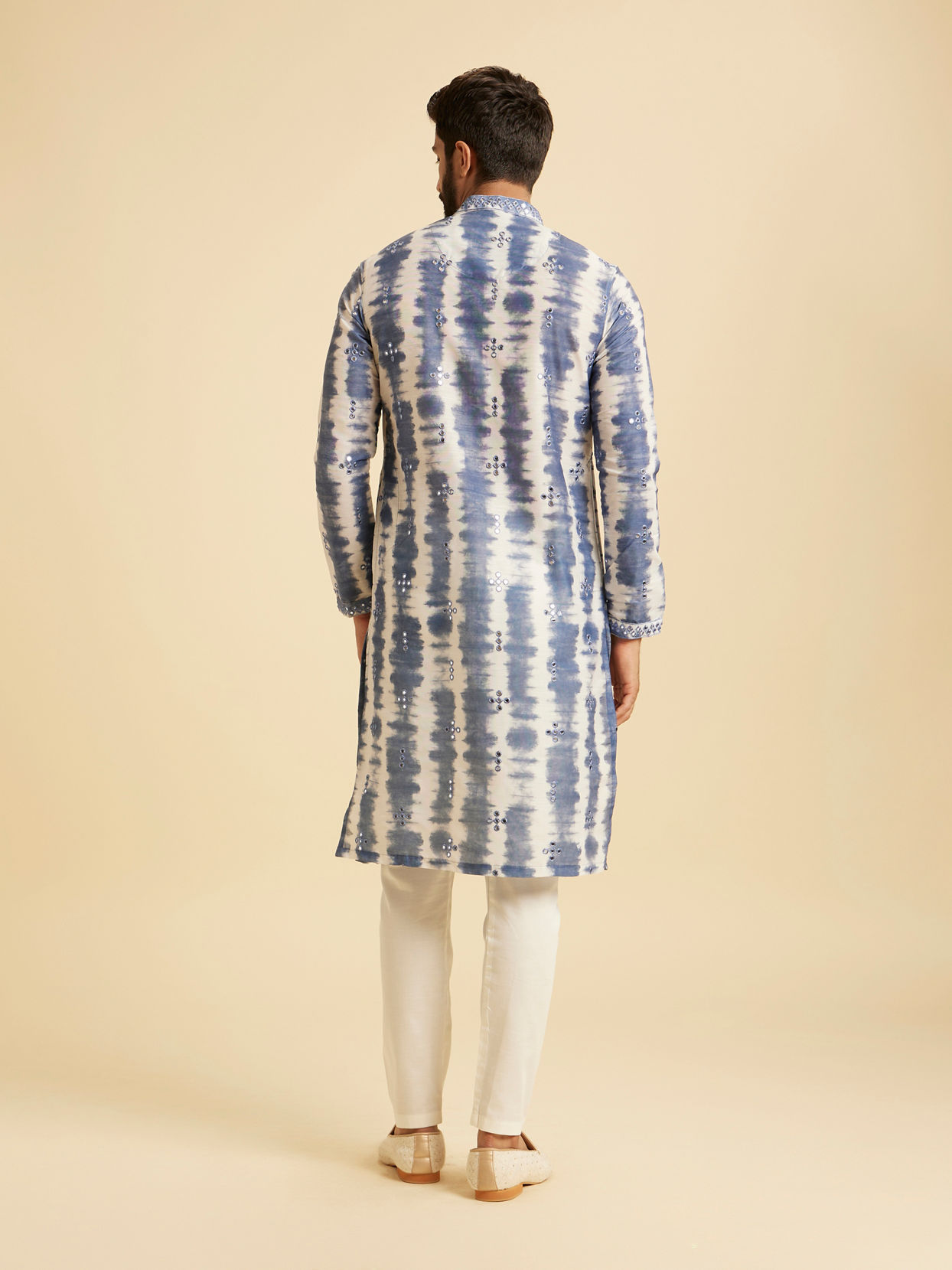 Manyavar Men Glorious Mid Blue Satin Kurta Pajama