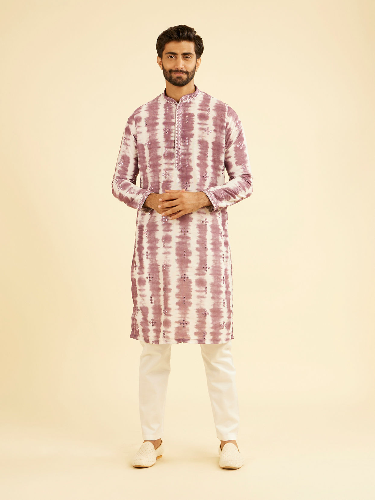 Manyavar Men Elegant Dusty Pink Kurta Pajama
