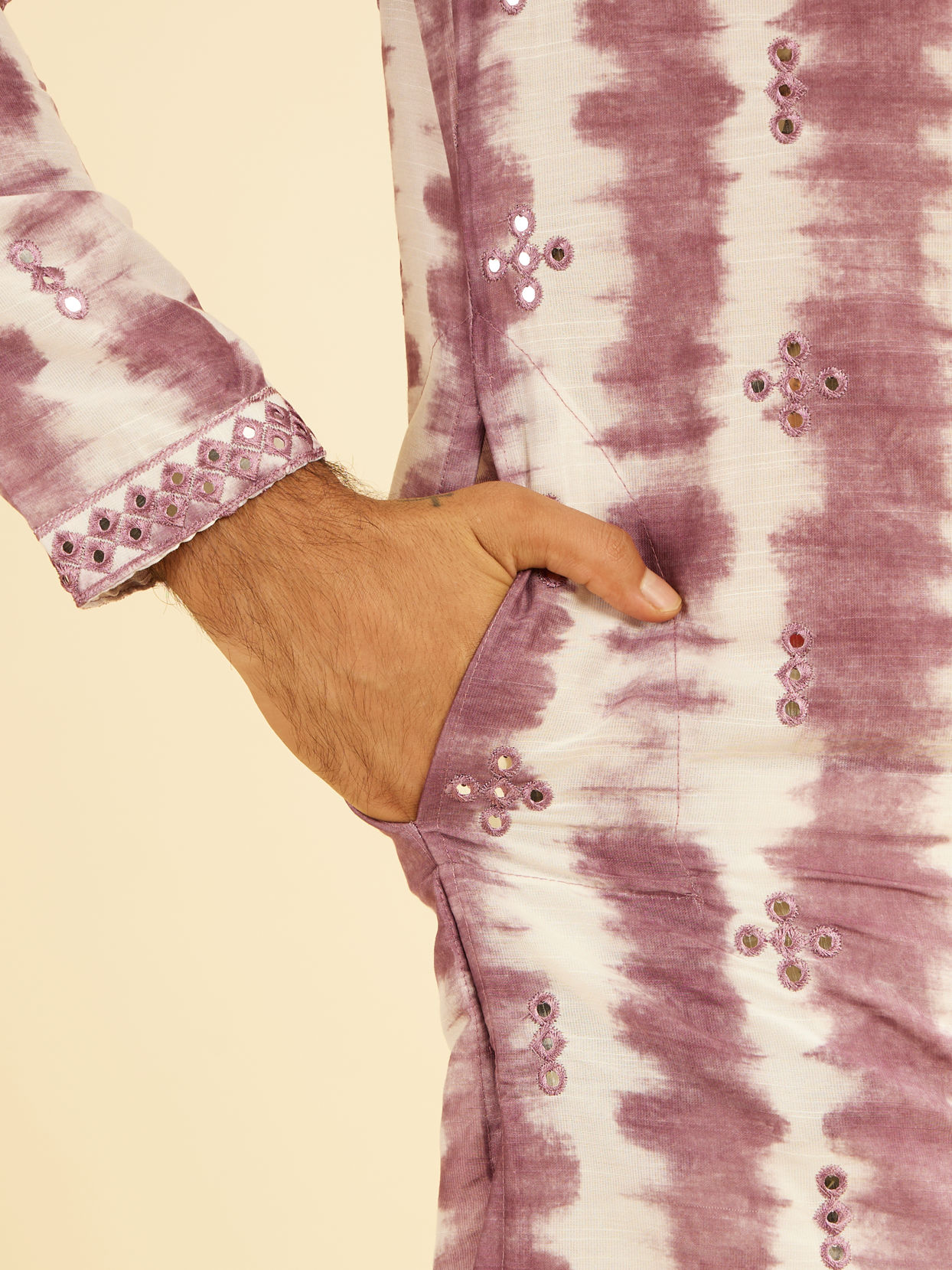 Manyavar Men Elegant Dusty Pink Kurta Pajama