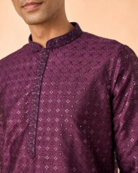 Manyavar Men Festive Wine Kurta Pajama Set