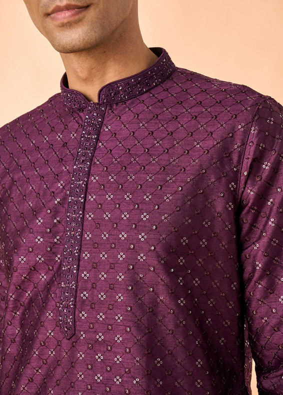 Manyavar Men Festive Wine Kurta Pajama Set