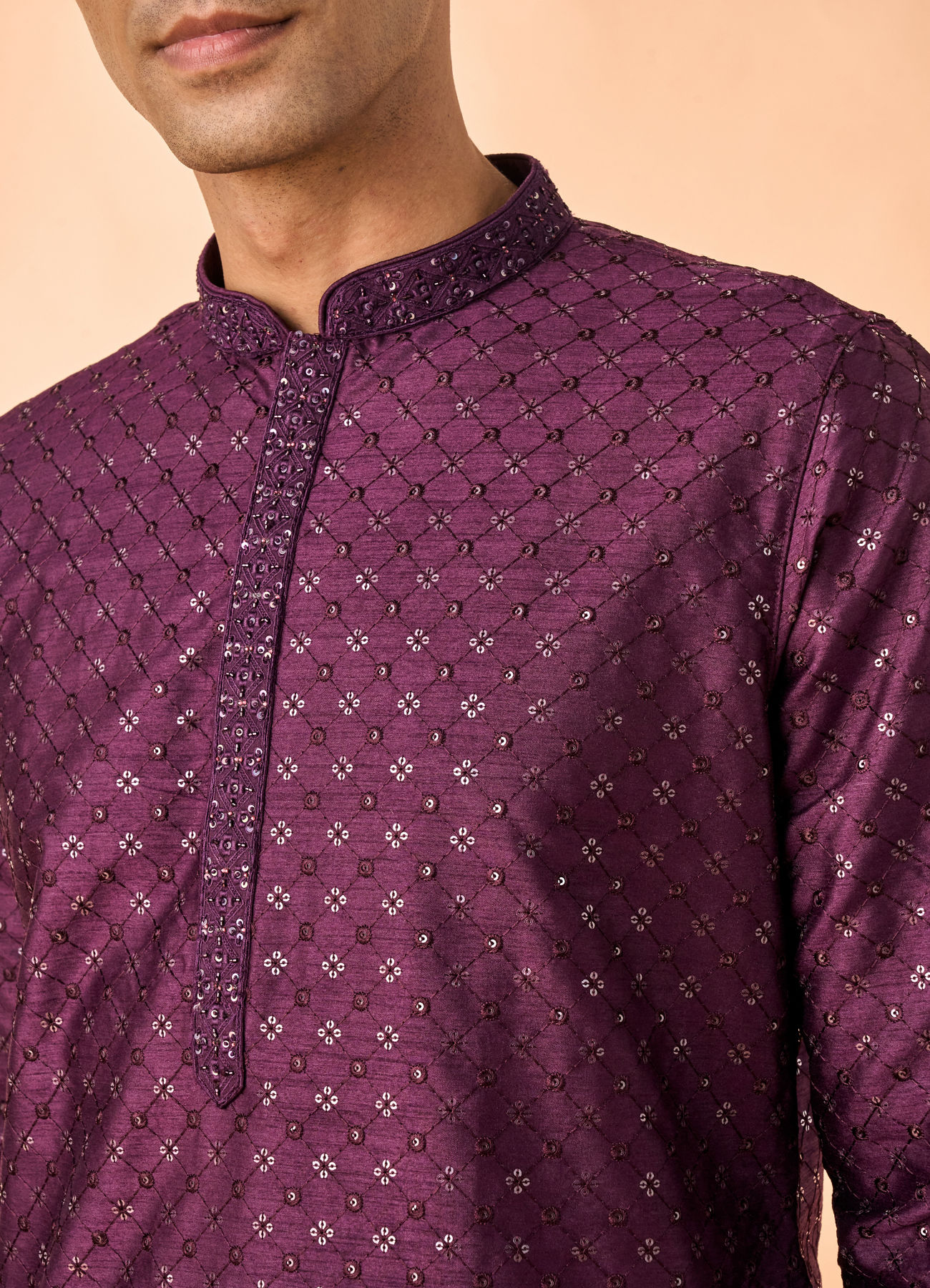 Manyavar Men Festive Wine Kurta Pajama Set