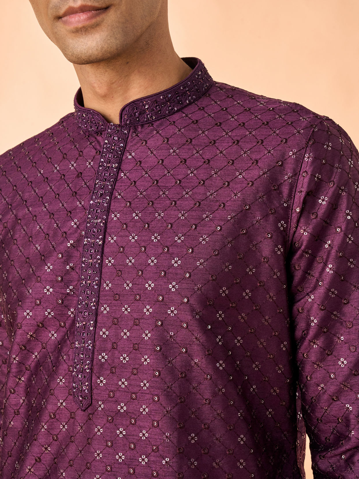 Manyavar Men Festive Wine Kurta Pajama Set