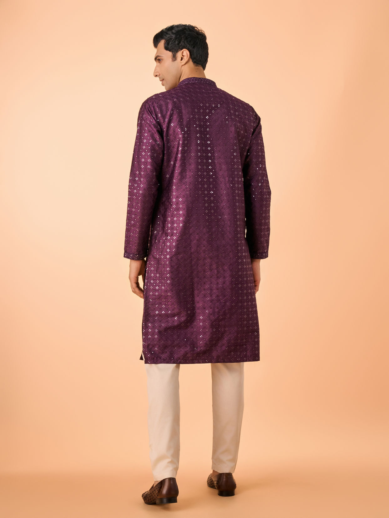 Manyavar Men Festive Wine Kurta Pajama Set
